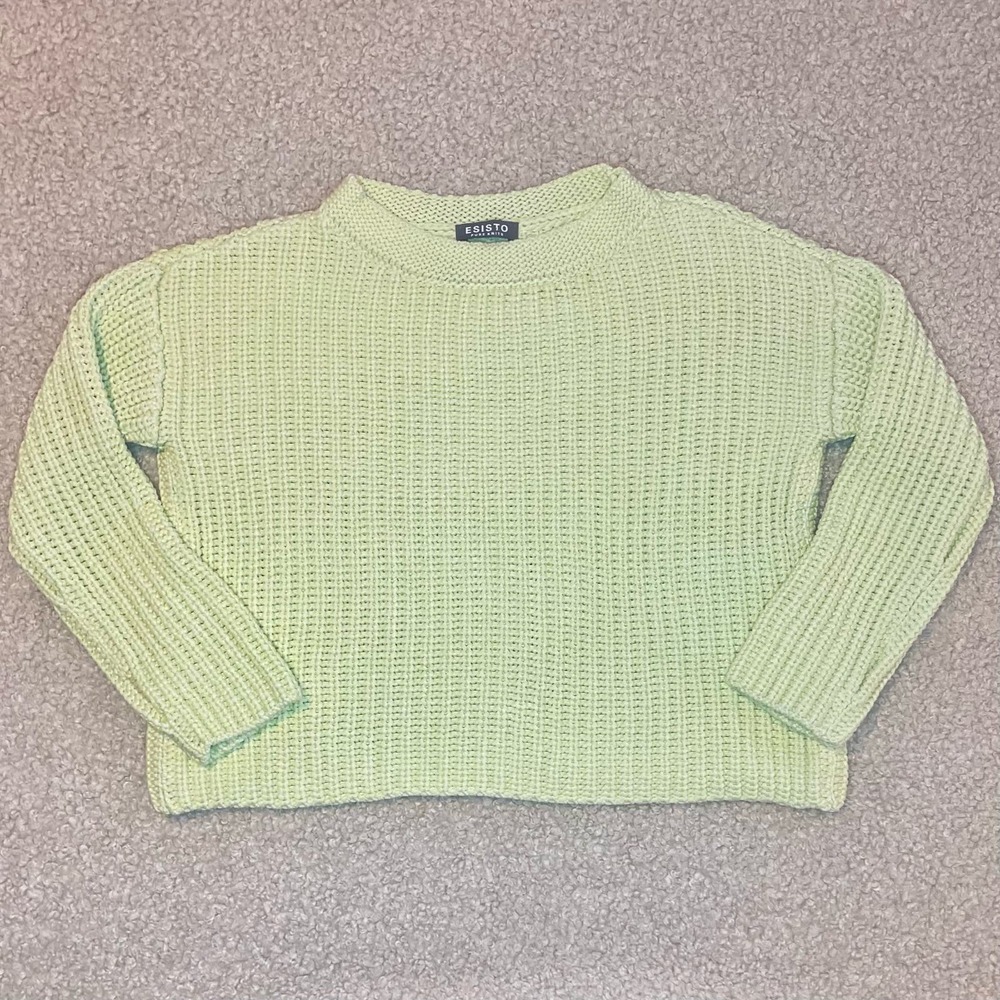 Esisto Pure‎ Knits Chunky Knit Sweater Pale Green Crew Neck Oversize Medium